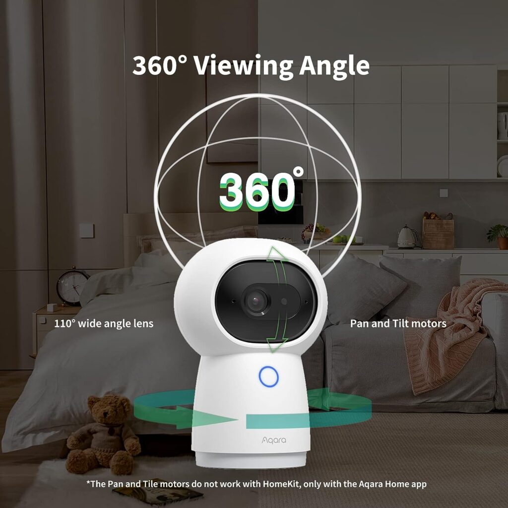 Aqara 2K Security Indoor Camera Hub G3, AI Facial and Gesture Recognition, Infrared Remote Control, 360° Viewing Angle via Pan and Tilt, Works with HomeKit Secure Video, Alexa, Google Assistant, IFTTT