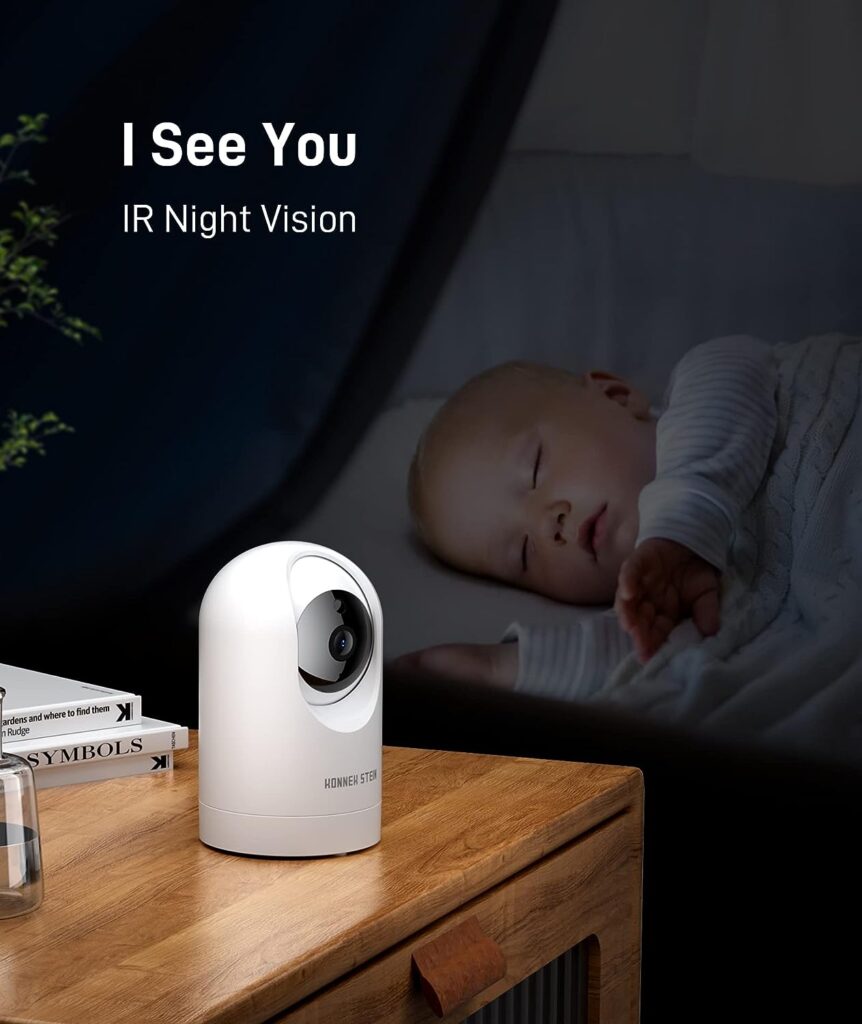 Konnek Stein 1080P Security Camera(2.4G Only), Baby Monitor 360-Degree for Home Security, Smart Home Pet Camera, with Night Vision, Compatible with Alexa  Google Assistant Home Security Camera