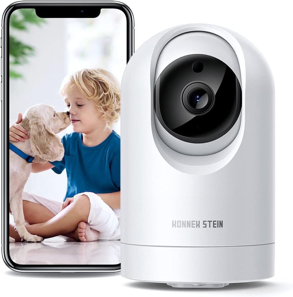 Konnek Stein 1080P Security Camera(2.4G Only), Baby Monitor 360-Degree for Home Security, Smart Home Pet Camera, with Night Vision, Compatible with Alexa  Google Assistant Home Security Camera