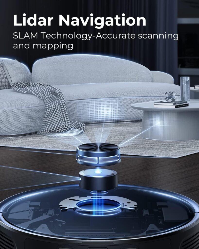 Laresar Robot Vacuum and Mop with Auto Dirt Disposal, Max 3500pa Suction, App Control, Editable Map, Lidar Navigation Smart Mapping, Works with Alexa, L6 Pro Robot Vacuum Cleaner Ideal for Pet Hair