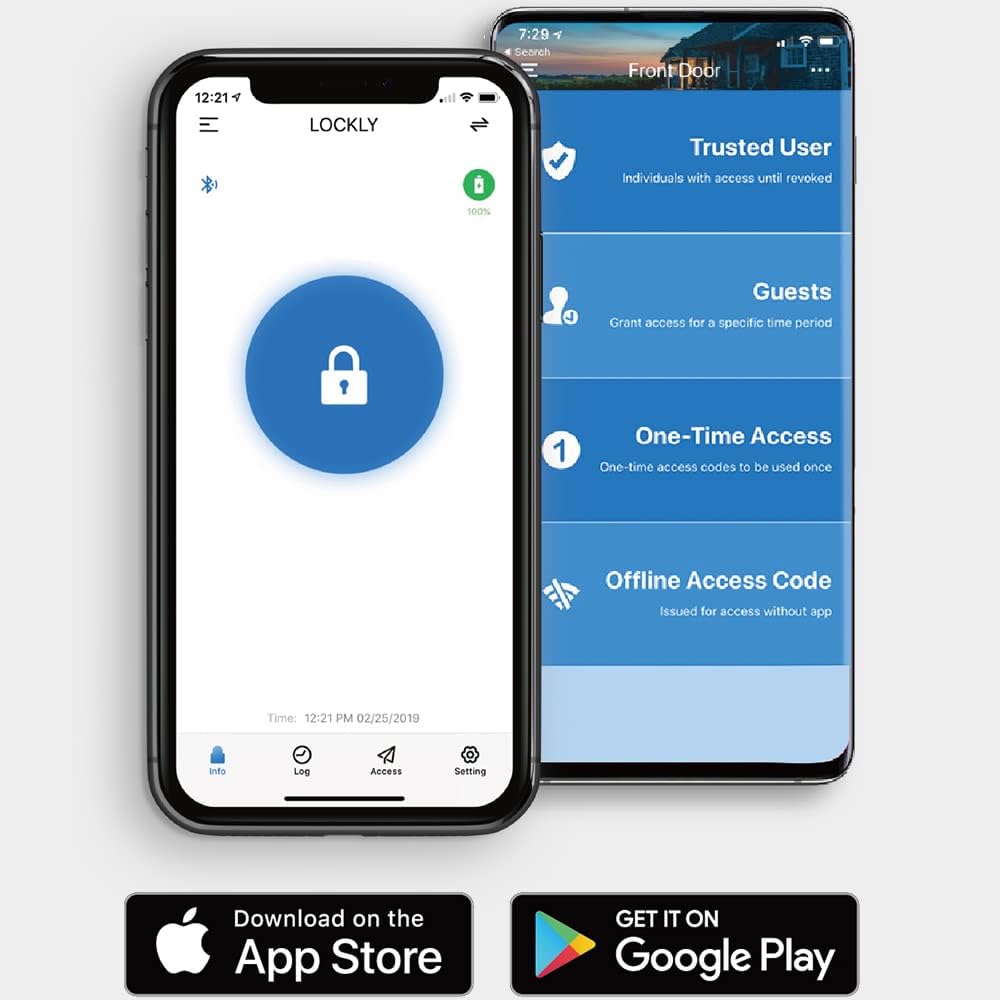 Lockly Fingerprint Bluetooth Keyless Entry Door Smart Lock (PGD728F) | Advanced 3D Fingerprint Reader | Discrete PIN Code Input | iOS and Android Compatible | Auto Lock | Battery Backup