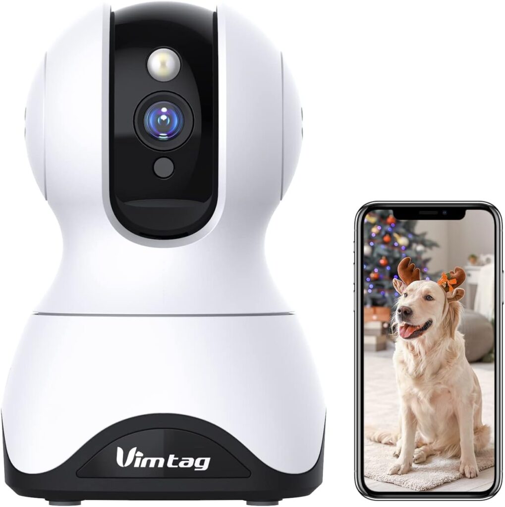 VIMTAG Pet Camera, 2.5K HD Pet Cam,360° Pan/Tilt View Angel with Two Way Audio, Dog Camera with Phone APP, Motion Tracking Alarm,Night Vision,24/7 Recording with Cloud/Local SD, Smart Home Indoor Cam