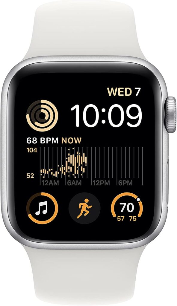 Apple Watch SE (2nd Gen) [GPS 40mm] Smart Watch w/Silver Aluminum Case  White Sport Band - S/M. Fitness  Sleep Tracker, Crash Detection, Heart Rate Monitor, Retina Display, Water Resistant