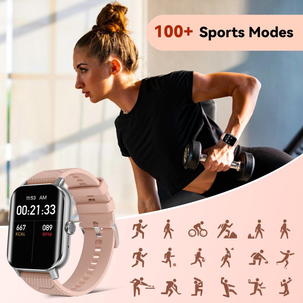 Blood Glucose Smart Watch for Women (Make/Answer call) Blood Glucose Monitoring Watch with Blood Pressure Heart Rate 100+ Sports Modes Blood Sugar Test Smartwatch for Android Phones with Step Counter