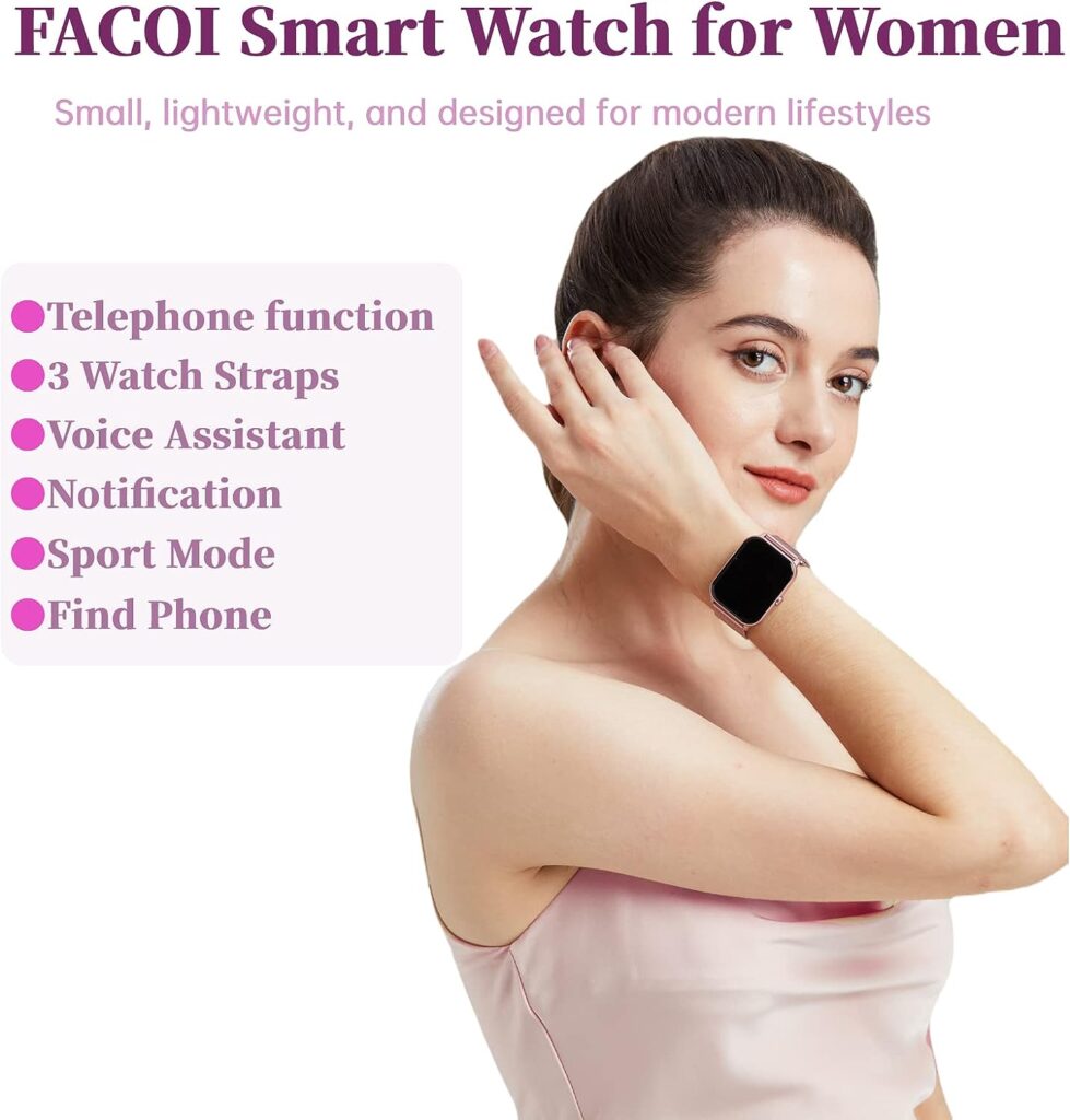 FACOI Android Smart Watches for Women - Smart Watch for iPhone Compatible Android Phones Gifts for Moms,Activity Fitness Tracker with Answer Call Stainless Band Heart Rate SpO2 Sleep Tracker