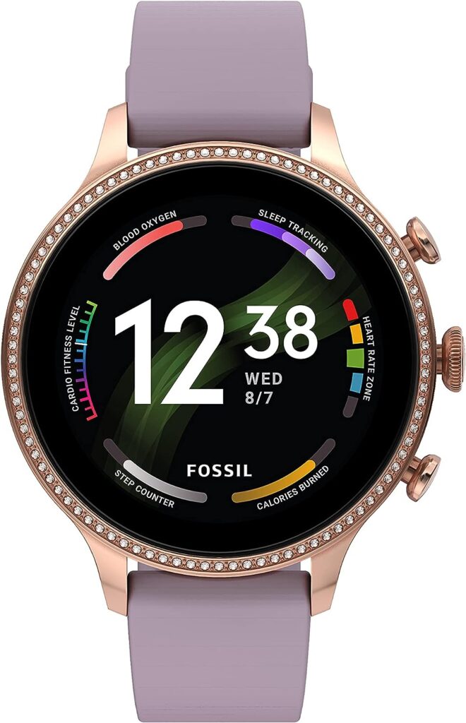 Fossil Womens Gen 6 42mm Touchscreen Smart Watch with Alexa Built-In, Fitness Tracker, Sleep Tracker, Heart Rate Monitor, GPS, Speaker, Music Control, Smartphone Notifications