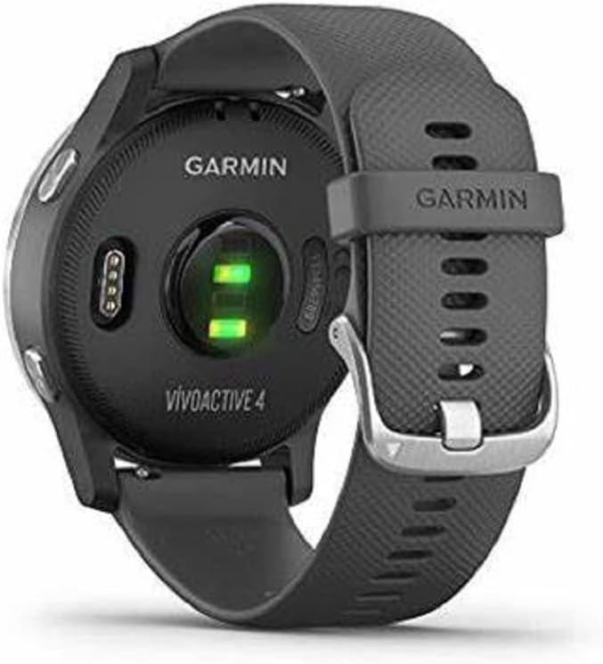 Garmin 010-02174-01 Vivoactive 4, GPS Smartwatch, Features Music, Body Energy Monitoring, Animated Workouts and More, Silver with Gray Band (Refurbished)