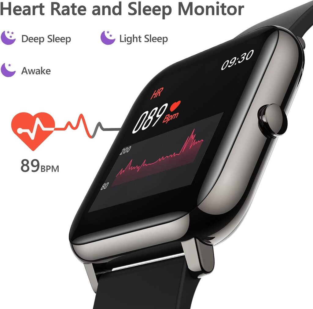 KALINCO Smart Watch, Fitness Tracker with Heart Rate Monitor, Blood Pressure, Blood Oxygen Tracking, 1.4 Inch Touch Screen Smartwatch Fitness Watch for Women Men Compatible with Android iOS