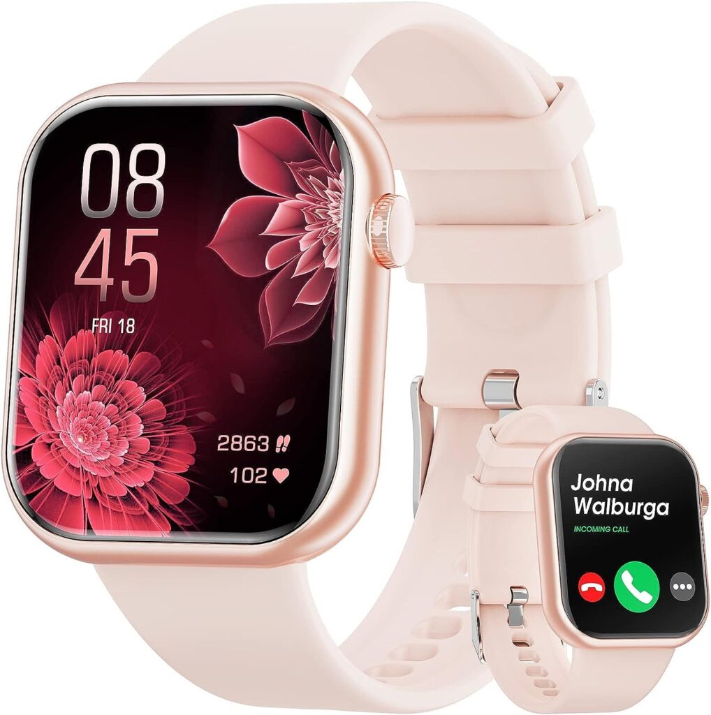 Smart Watch (Answer/Make Calls), 2023 Newest 1.85 Inch Fitness Tracker, Heart Rate/Sleep Monitor/Pedometer/Calories, Multiple Sports Modes, Waterproof Womens Mens Fitness Watch for Android iPhone
