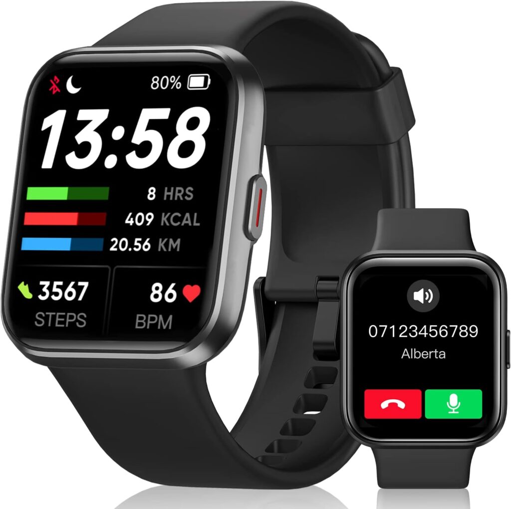 Smart Watch for Men iPhone Android, Smartwatch with Alexa Built-in (Answer/Make Call), 1.7 Fitness Tracker for Heart Rate Sleep Tracking, 60 Sports, Blood Oxygen, Black