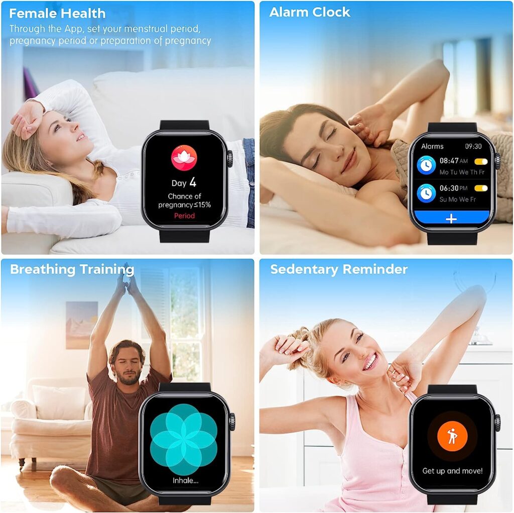 Smart Watch for Men Women, 1.88 Smartwatch with Blood Pressure Blood Glucose Heart Rate Monitor Touch Screen Bluetooth Watch (Make/Answer Call), IP67 Waterproof Smart Watch for Android Phones iOS