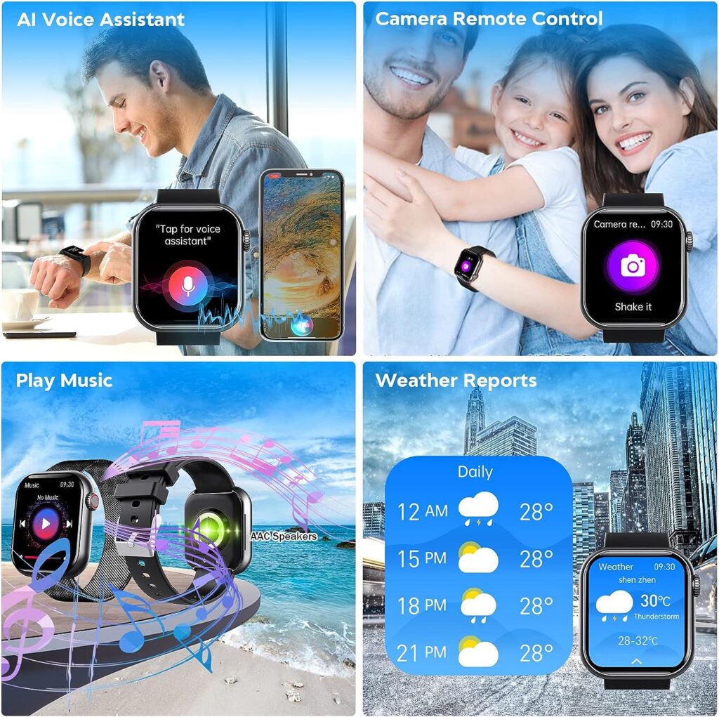 Smart Watch for Men Women, 1.88 Smartwatch with Blood Pressure Blood Glucose Heart Rate Monitor Touch Screen Bluetooth Watch (Make/Answer Call), IP67 Waterproof Smart Watch for Android Phones iOS