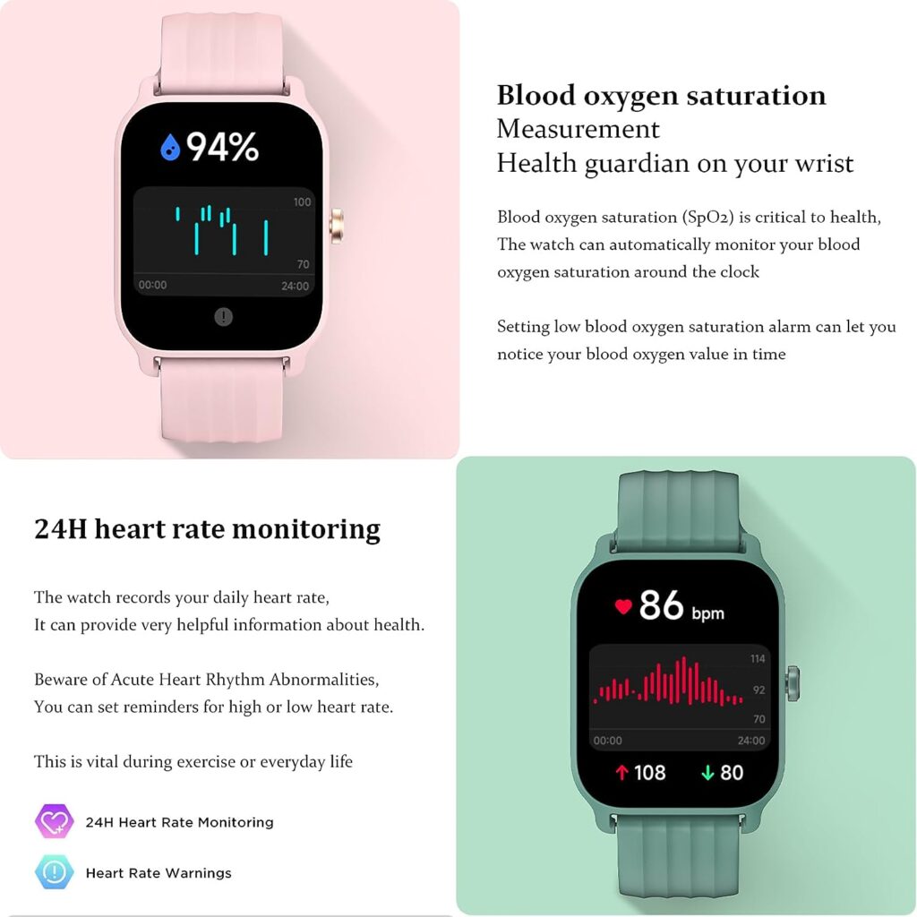 Smart Watch for Women Men - Answer  Make Calls, Alexa Build-in, Blood Oxygen (SpO2) 1.8 inch HD Screen iP68 Waterproof, Heart Rate Sleep Monitor, Fitness Tracker Compatible with Android and iOS Phone