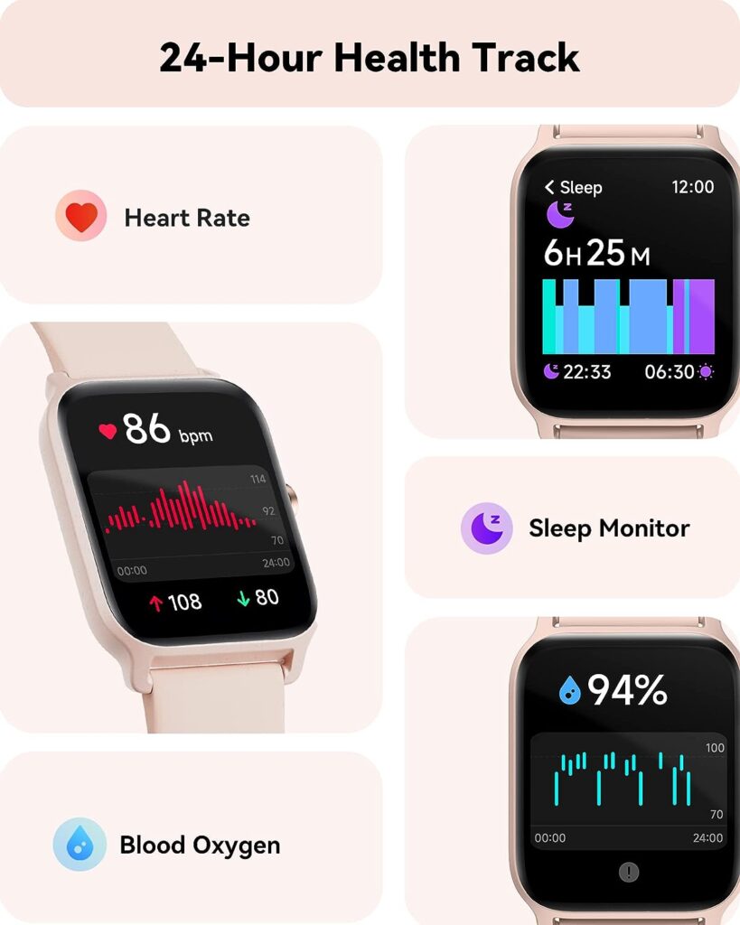 Smart Watch for Women,1.8Fitness Watch(Answer/Make Call),Alexa Built-in, [24H Heart Rate Sleep Blood Oxygen Monitor],5ATM Waterproof,100+Sports Modes Step Calorie Women Watches for iOSAndroid Phones