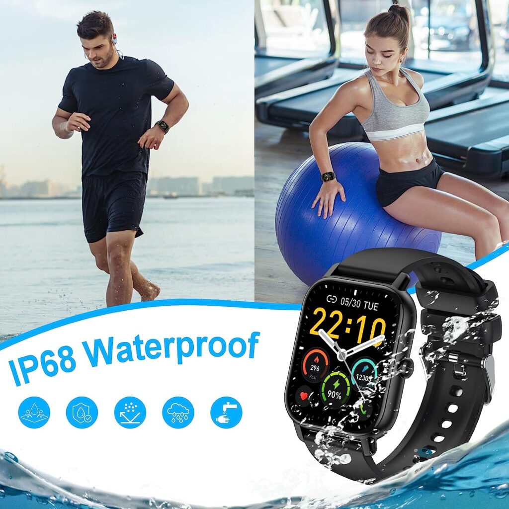 Smart Watch(Answer/Make Call), 1.85 Smartwatch for Men Women IP68 Waterproof, 100+ Sport Modes, Fitness Activity Tracker, Heart Rate Sleep Monitor, Pedometer, Smart Watches for Android iOS, 2023