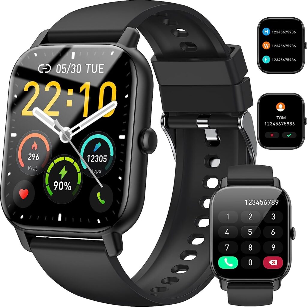 Smart Watch(Answer/Make Call), 1.85 Smartwatch for Men Women IP68 Waterproof, 100+ Sport Modes, Fitness Activity Tracker, Heart Rate Sleep Monitor, Pedometer, Smart Watches for Android iOS, 2023